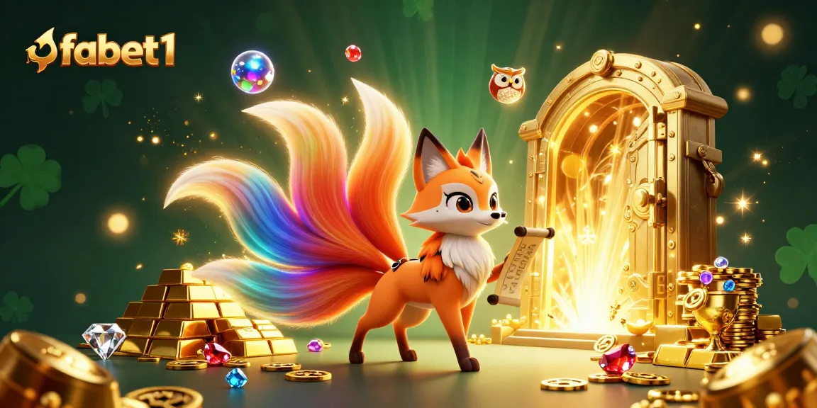 Experience the excitement of fabet1 with vibrant 3D illustration showcasing magical characters and golden treasures.