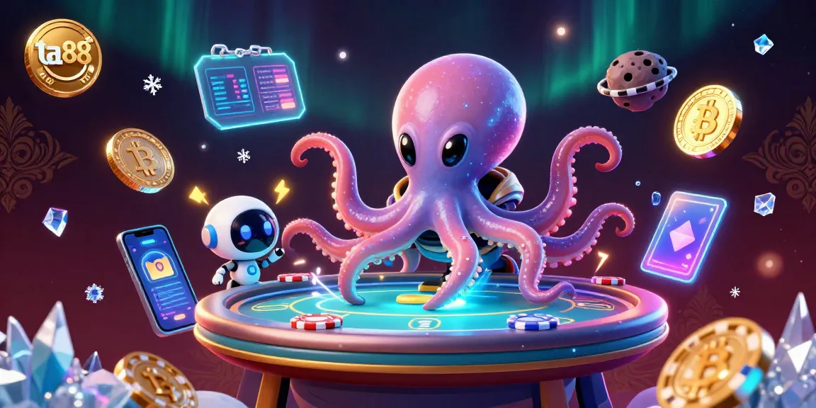 Experience thrilling gameplay at ta88 with a cosmic alien octopus managing a poker table.