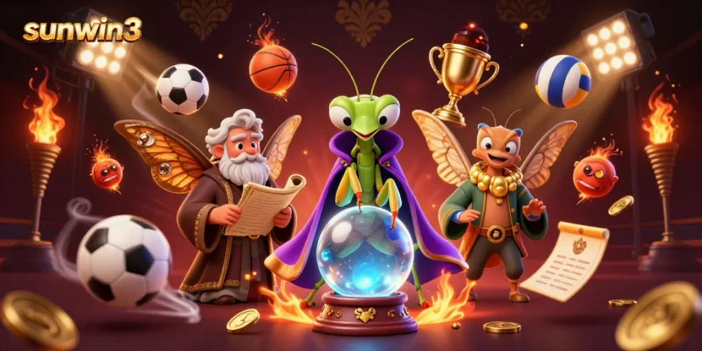 Engage in thrilling gameplay at sunwin3 with a captivating scene of fortune tellers and sports elements.